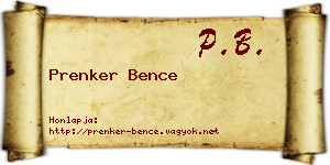 Prenker Bence névjegykártya